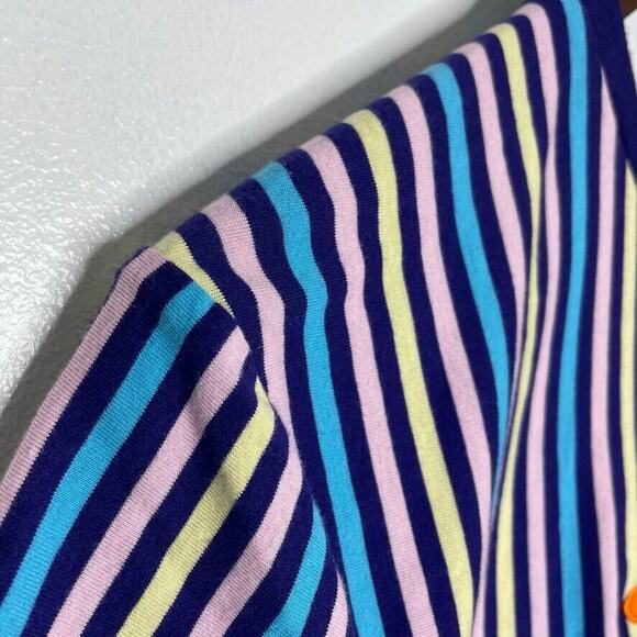 Nickelodeon Multicolored Striped Embroidered Logo Round Neck Shirt Size M Men's - Picture 3 of 7